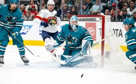 Sharks Triumph 3-1 Over Champs, Askarov’s 38 Saves Shine