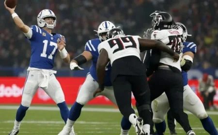 Falcons Edge Colts 14-13 as Pierce and London Exchange Touchdowns