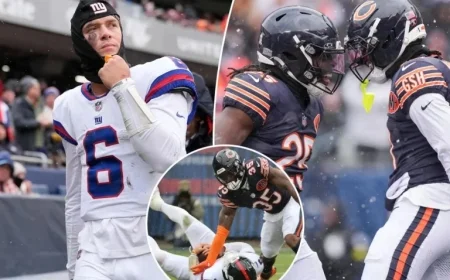 Giants Collapse After Jaxson Dart’s Concussion in Bears Defeat
