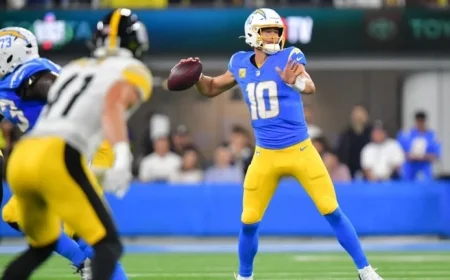 Justin Herbert Limps Off Field After Controversial Steelers Tackle