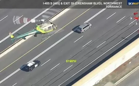 Police Pursue Suspected Stolen Minivan on Los Angeles’ 405 Freeway