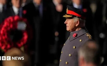 King Observes Two-Minute Silence at Cenotaph Ceremony