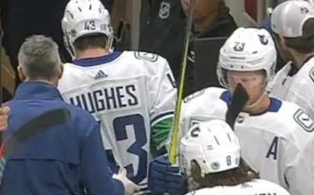 Vancouver Canucks’ Captain Quinn Hughes Exits Game Against Jets Due to Injury