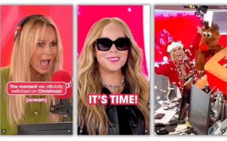 Mariah Carey Joins Amanda Holden for Heart’s Christmas Switch-On Event