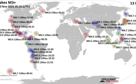 Global Earthquake Summary for Thursday, November 13, 2025
