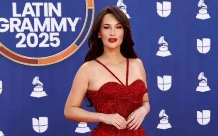 Kacey Musgraves Dazzles in Beaded Red Gown at 2025 Latin Grammys
