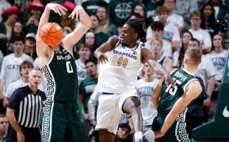 Tom Izzo Reacts as Michigan State Towers Dominate with 34 Points, 25 Rebounds