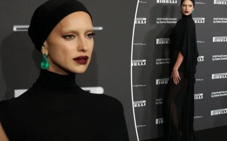 Irina Shayk Stuns with Bleached Brows and Giant Emerald Earrings