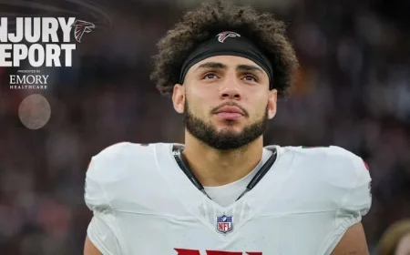 Drake London, Chris Lindstrom Questionable; Matthew Bergeron Out vs. Panthers