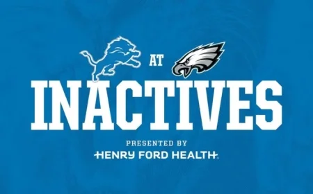 Lions vs. Eagles: Inactive Players Announced