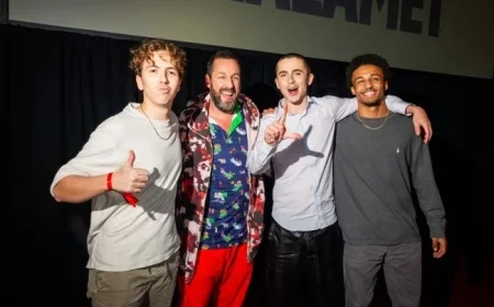 Adam Sandler, Timothee Chalamet Energize Fairfax High Pep Rally