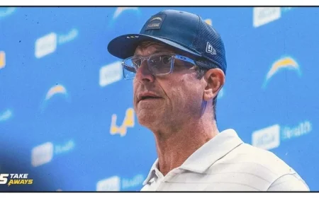 Jim Harbaugh Discusses Chargers Bye Week Strategy, Omarion Hampton’s Possible Return