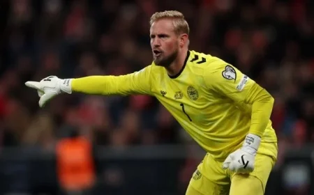 Kasper Schmeichel Starts for Denmark; O’Riley Sits on Bench