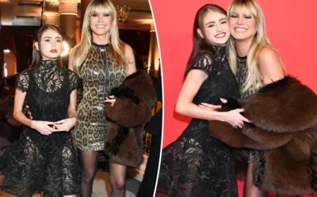 Heidi Klum and Daughter Leni Dazzle in Leopard and Lace Outfits