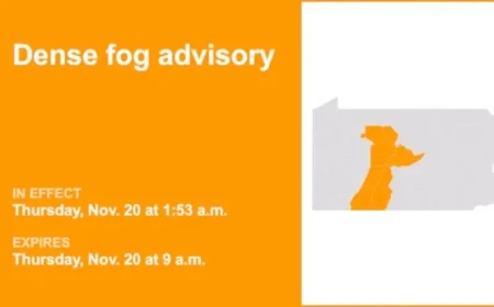 Dense Fog Advisory in Central Pa. Limits Visibility to 1/4 Mile Until Thursday