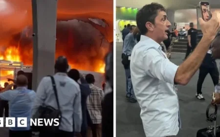 BBC Reports Massive Fire at COP30, Columns of Smoke Visible