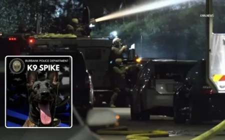 Police Dog Killed in Burbank; Suspect Dead after Freeway Shootout