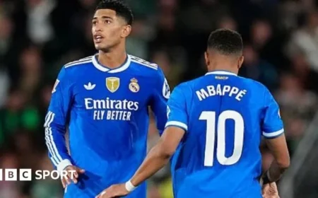Bellingham Shines in Real Madrid’s 2-2 Draw at Elche to Top La Liga