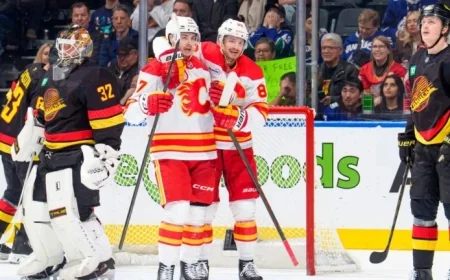 Flames Dominate Canucks with Five Unanswered Goals for Third Consecutive Win