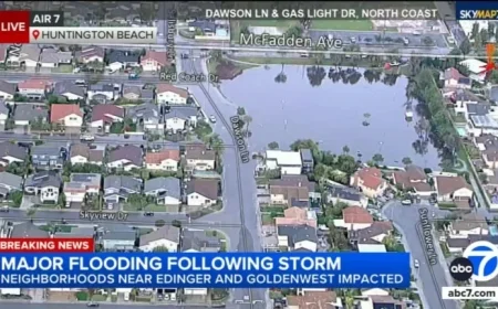 Storm Causes Severe Flooding in Huntington Beach Neighborhood