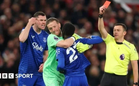 Everton’s Gueye Red-Carded After On-Pitch Clash with Keane