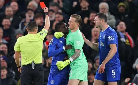 Idrissa Gana Gueye Sent Off for Slapping Teammate Michael Keane