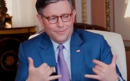 Mike Johnson’s Embarrassing Gesture Highlights Car Crash Interview