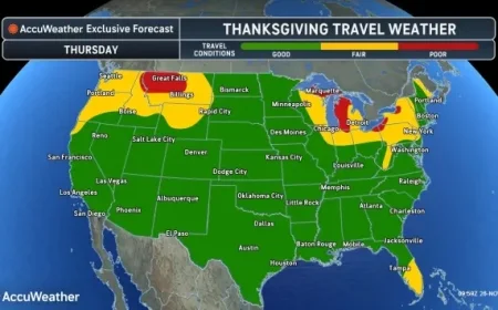 Thanksgiving weather forecast: NWS warns of lake-effect snow, high winds from the Great Lakes to the Northeast