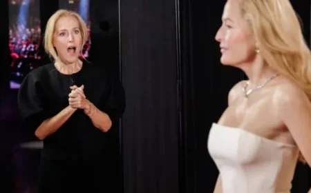 Gillian Anderson Unveils Her Wax Figure in Iconic Golden Globes Dress at Madame Tussauds