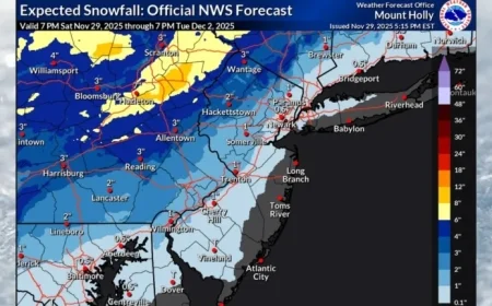 N.J. Weather Forecast: Up to 4 Inches of Snow Expected Tuesday