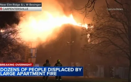Large Fire Displaces Dozens at Carpentersville, Illinois Apartment Building