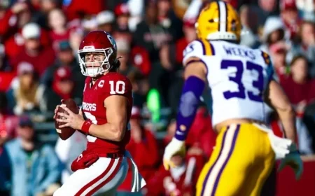 Mateer’s Late TD Secures No. 8 Oklahoma’s 17-13 Victory Over LSU