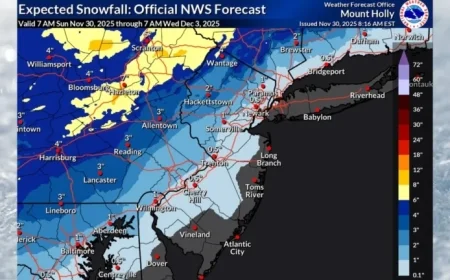New Jersey Forecast: Up to 4 Inches of Snow Expected Tuesday