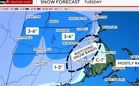 Massachusetts Faces Plowable Snow Tuesday: Maps Reveal Heaviest Areas