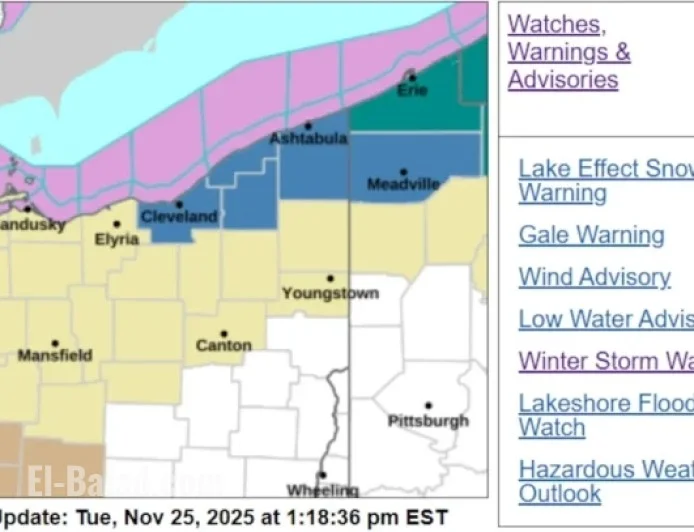 Winter Storm Watch to Impact Northeast Ohio Starting Thanksgiving Morning