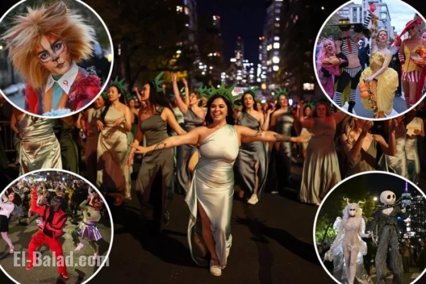Costumed Revelers Celebrate with Enthusiasm