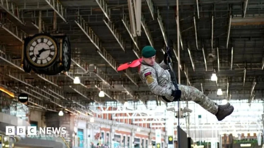 Royal Marines Abseil into Waterloo for Poppy Day Tribute