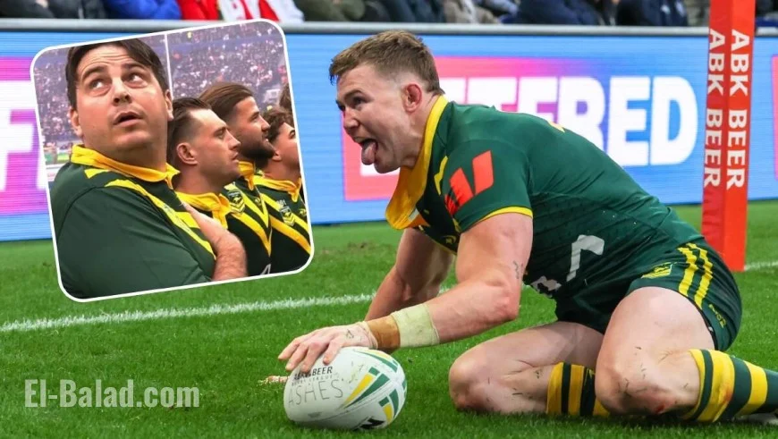 ‘Jarvo’ pitch invader arrested after lining up with Kangaroos during anthem at Rugby League Ashes