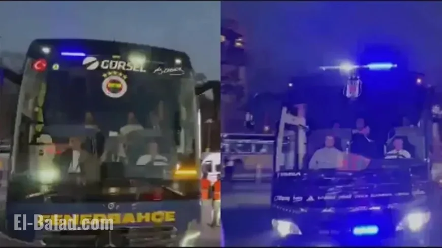 Team Buses Arrive at Tüpraş Stadium for Fenerbahçe Derby