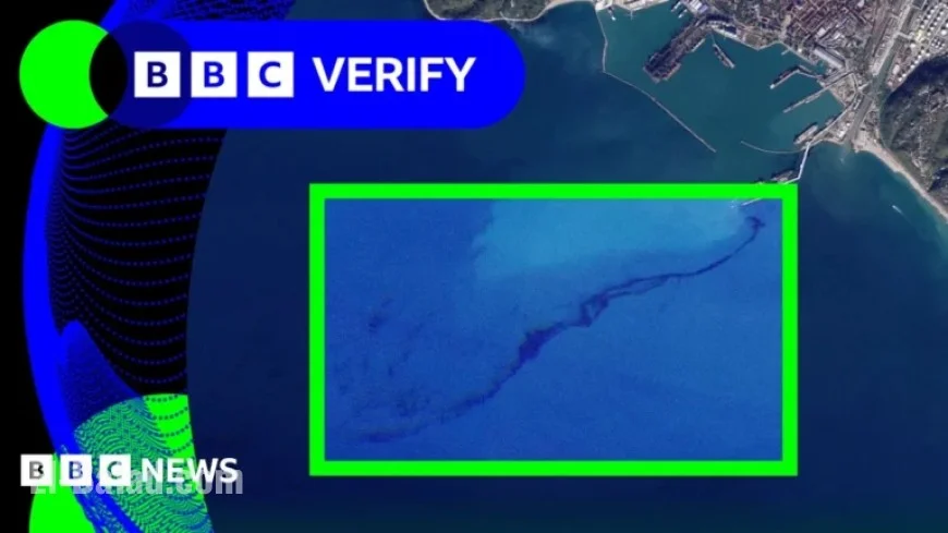 Satellite Image Reveals Oil Spill Post-Russian Port Attack