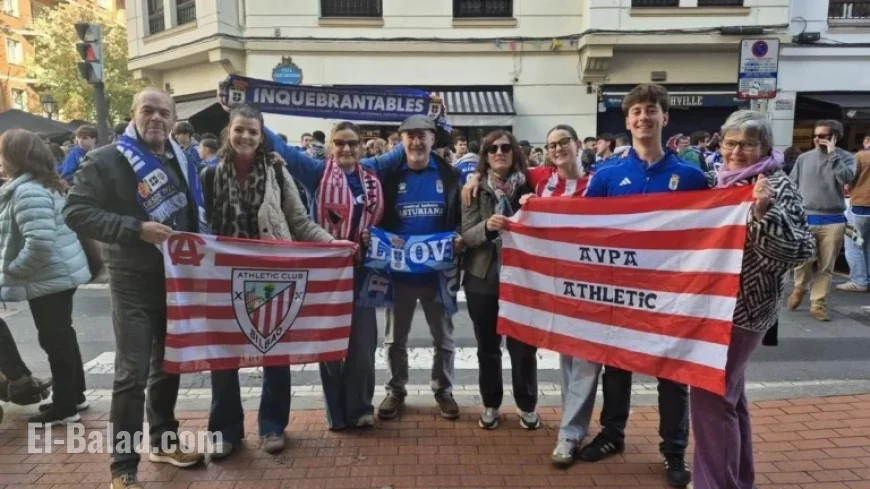 Oviedo Fans Paint Bilbao Blue Ahead of Clash with Athletic