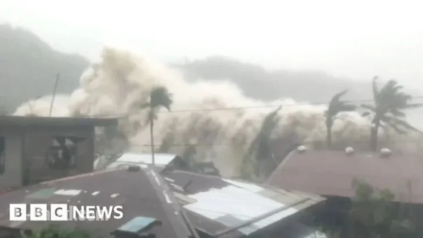 Typhoon Strikes, Waves Batter Philippines Coastline