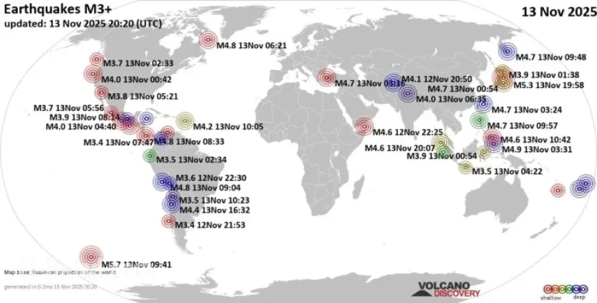 Global Earthquake Summary for Thursday, November 13, 2025