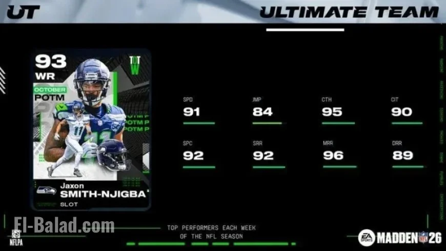 Smith-Njigba, Jones Named Madden NFL 26 October Players of the Month