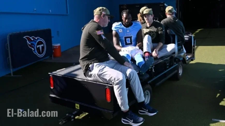 Titans’ Ridley Exits Game with Ankle Injury