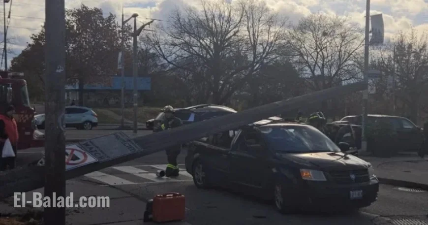 Hydro Pole Crushes Vehicle, Injures Woman in Toronto’s West End