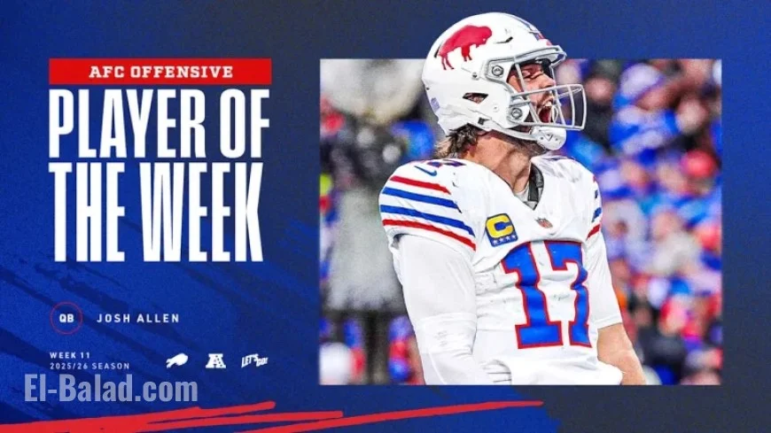 Josh Allen Earns AFC Offensive Player of the Week for Week 11 Triumph
