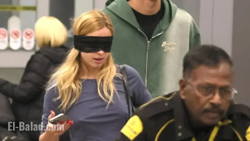 Addison Rae Sports Eye Mask Leaving Airport