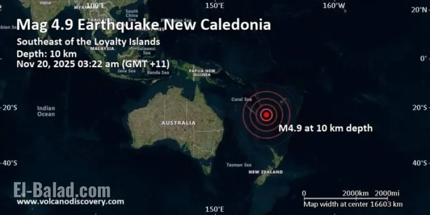 4.9 Magnitude Earthquake Strikes South Pacific Near Loyalty Islands