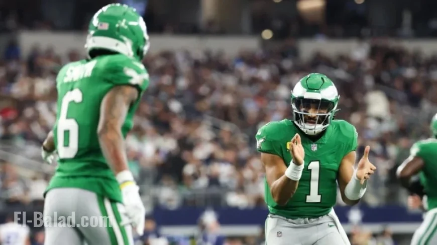 Jalen Hurts’ Touchdown Run Boosts Eagles to 14-0 Lead